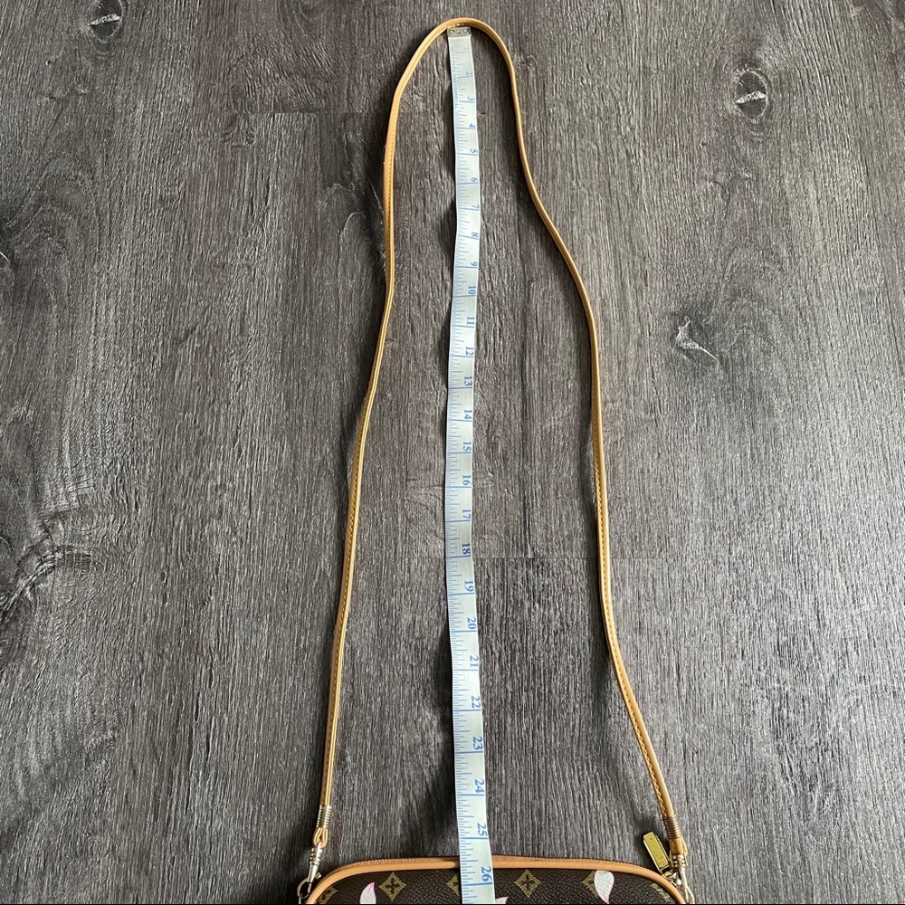 Brown Pink Floral Printed Crossbody Bag / Clutch - Picture 7 of 11